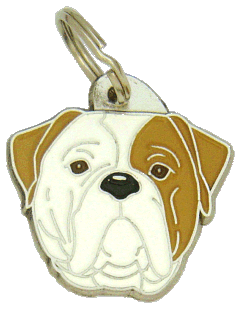 Buldogue-americano olho marrom <br> (placa de identificação para cães, Gravado incluído)